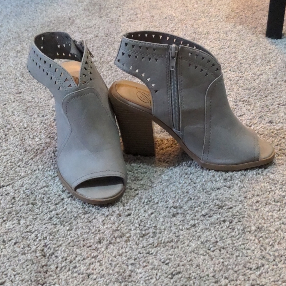 Grey bootie heels